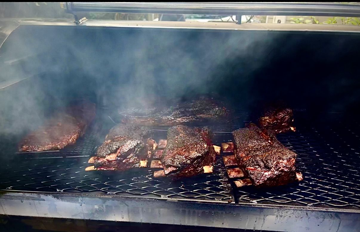 Briskets smoking low and slow